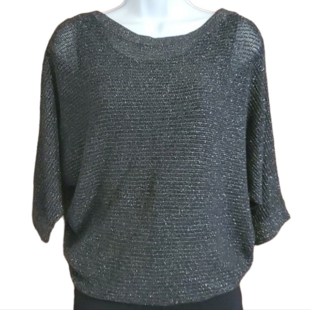 Express Dark Gray Metallic Dolman Sleeve Sweater